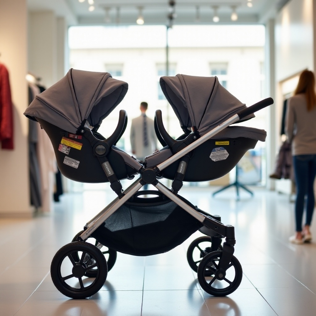 twin pushchair with car seats